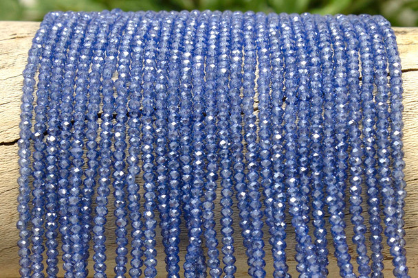 Glass Crystal Polished 2x3mm Faceted Rondelle - Transparent Light Blue