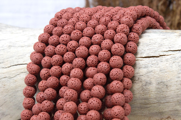 Lava Rock Brick Red 8mm Round