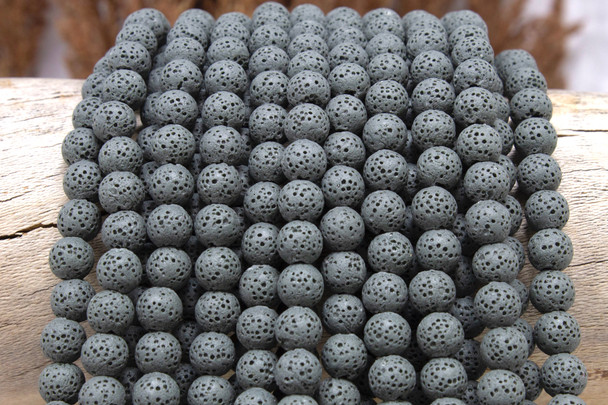Lava Rock Grey 8mm Round