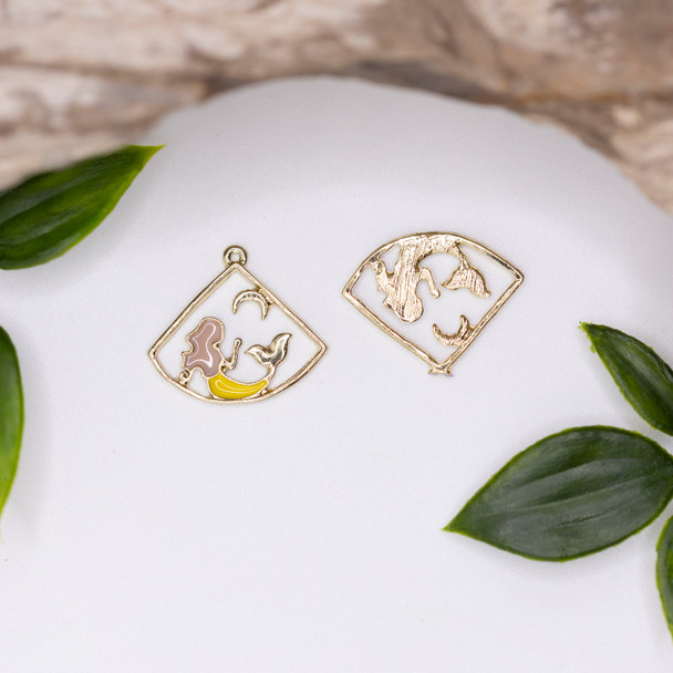 Gold Plated Enamel 20x23mm Mermaid & Moon Charm