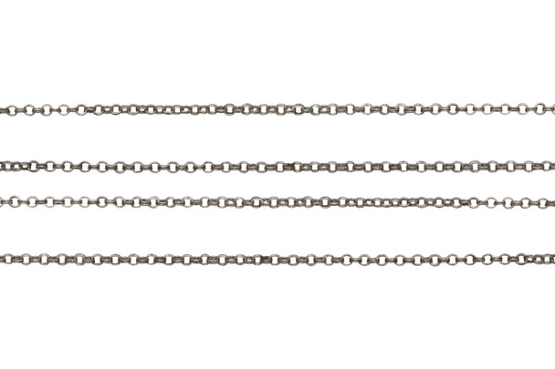 Antique Silver 1.8mm Petite Double Rolo Chain - Sold By 6 Inches