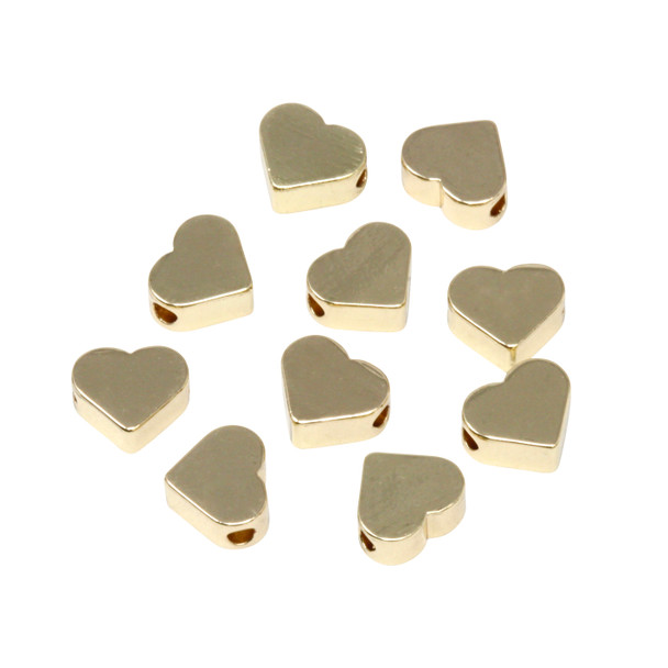18K Gold Plated 3x7mm Heart Anti Tarnish Coating - 10 Beads