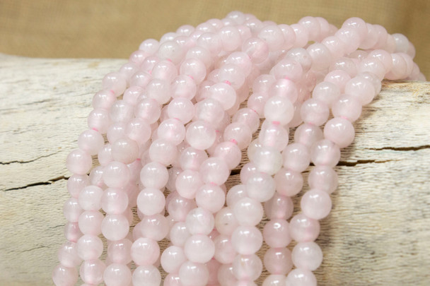 Rose Quartz Polished 6mm Round - 2mm Large Hole