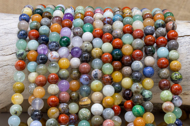 Mixed Gemstones Polished 8mm Round
