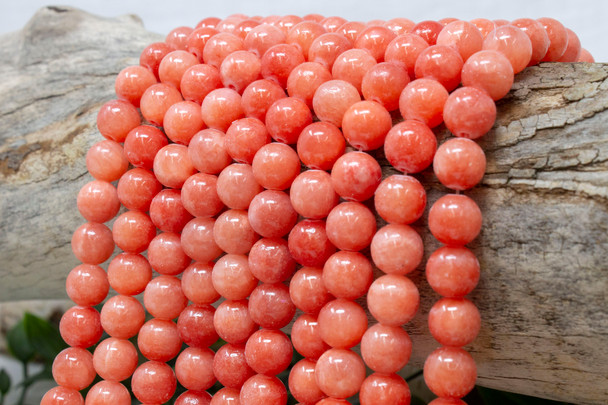 Mashan Jade Dyed Coral Polished 10mm Round