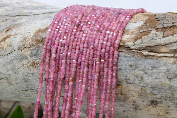 Pink Tourmaline A Grade Polished 2mm Faceted Cube