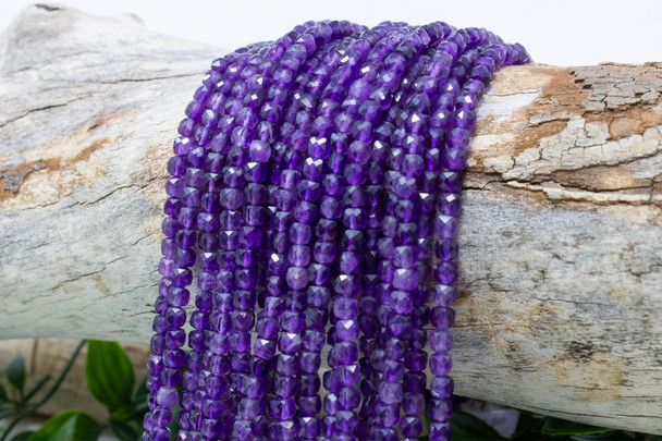 Amethyst A Grade Polished 4mm Faceted Cube