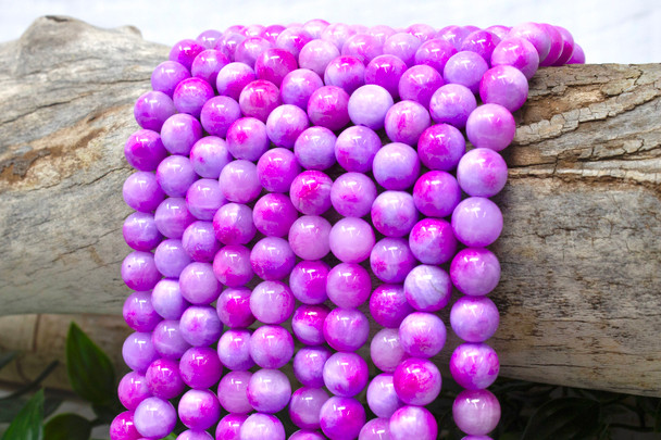 Mashan Jade Dyed Hot Pink Lilac Mix Polished 10mm Round