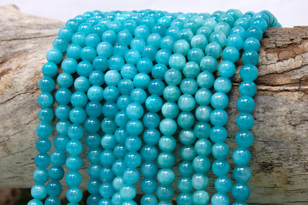 Mashan Jade Dyed Teal Polished 6mm Round