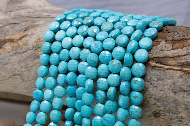 Howlite Dyed Turquoise Polished 8mm Faceted Coin