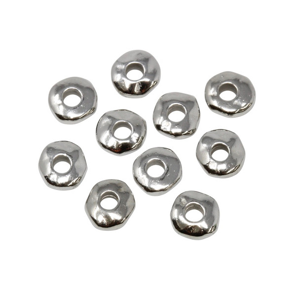 White Bronze Plated 7mm Nuggets 2mm Hole - 10 Pieces