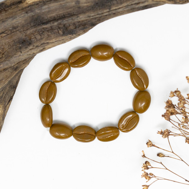Czech Glass 11x8mm Coffee Bean Beads - Opaque Brown