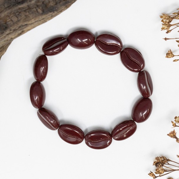 Czech Glass 11x8mm Coffee Bean Beads - Mahogany Brown Opaque