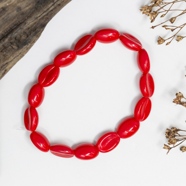 Czech Glass 11x8mm Coffee Bean Beads -Opaque Red