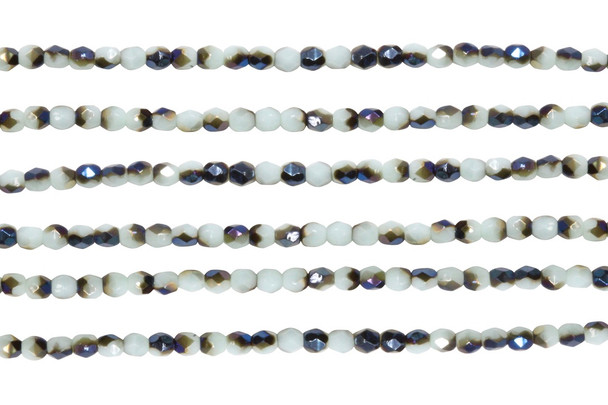 Fire Polish 3mm Faceted Round - Opaque Pale Turquoise