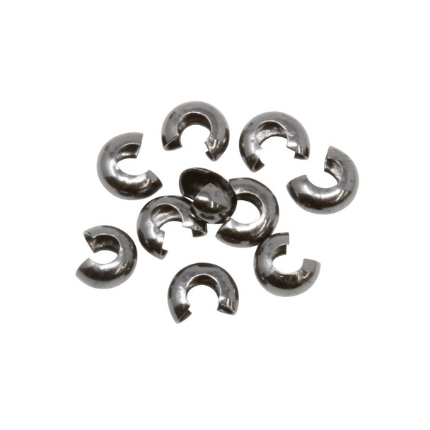 Gunmetal 4mm Crimp Covers - 10 Pieces