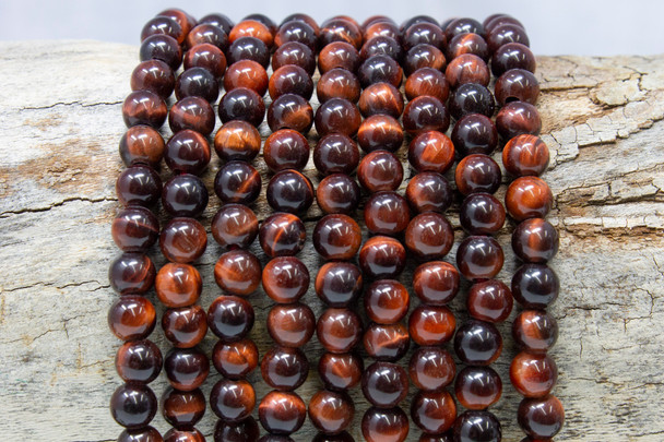 Red Tiger Eye A Grade Polished 6mm Round - 2mm Large Hole