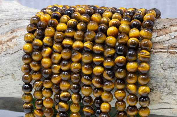 Tiger Eye A Grade Polished 8mm Round - 2mm Large Hole