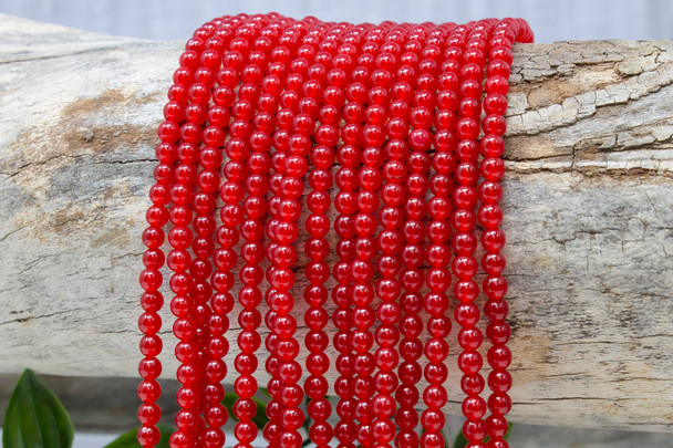 Dyed Jade Red Polished 4mm Round