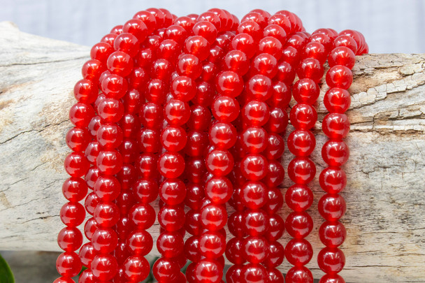 Dyed Jade Red Polished 8mm Round