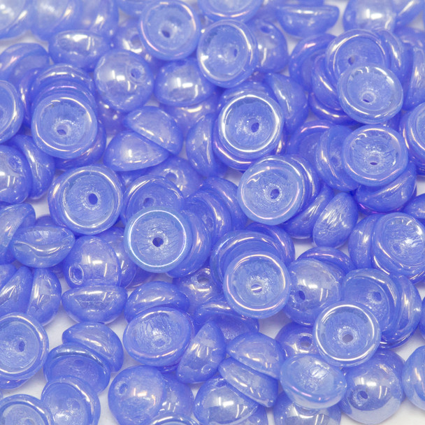 Czech Glass Teacup Beads -- Luster Iris Milky Sapphire