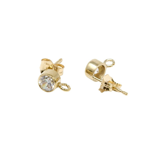 14K Gold Filled 4mm CZ Bezel AAA Post Earrings - Sold as a Pair