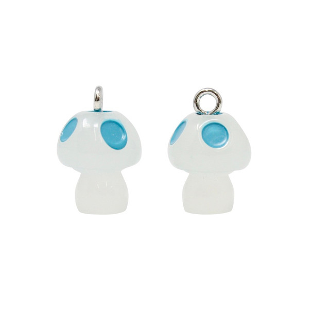 Luminous Blue Dot Resin Mushroom Pendant