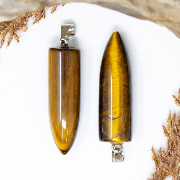 Tiger Eye 12x41mm Bullet Pendant