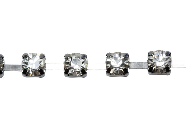 Gunmetal 4mm Crystal Rhinestone Cup Chain - Sold By 6 Inches