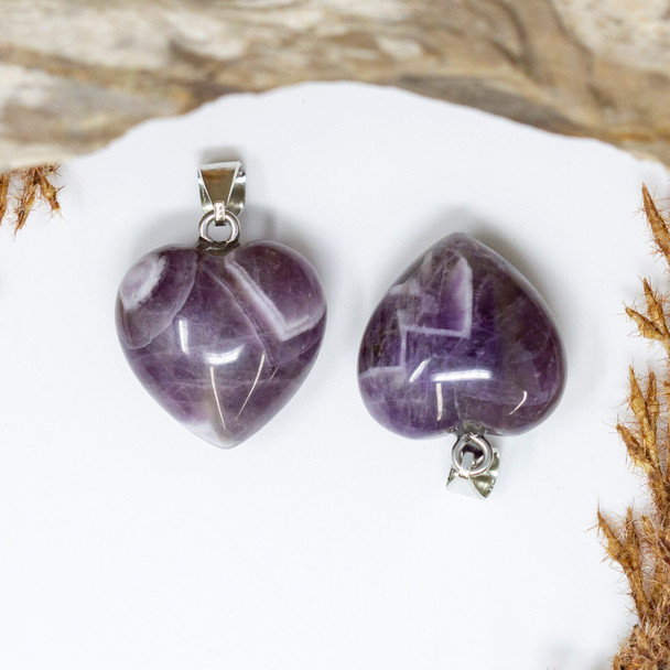 Dogtooth Amethyst Polished 20mm Heart Charm