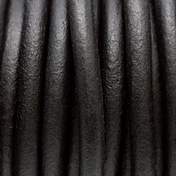 Natural Black 5mm Leather Cord - Sold by the Foot