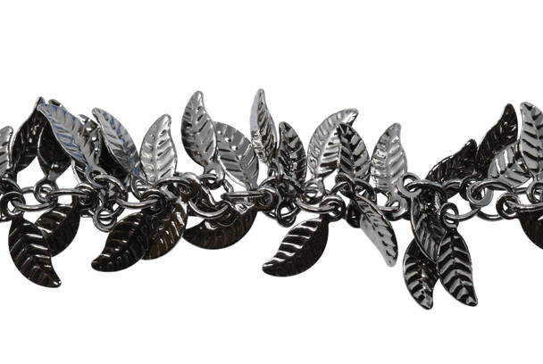 Gunmetal 4x6mm Dangle Leaf Chain - Sold By 6 Inches