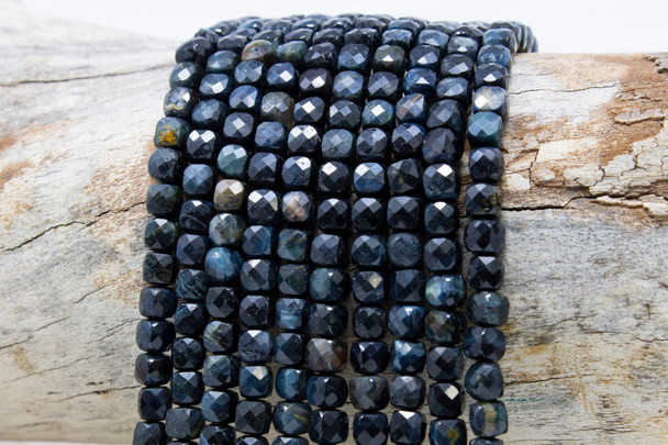 Blue Tiger Eye Polished 5mm Faceted Cube