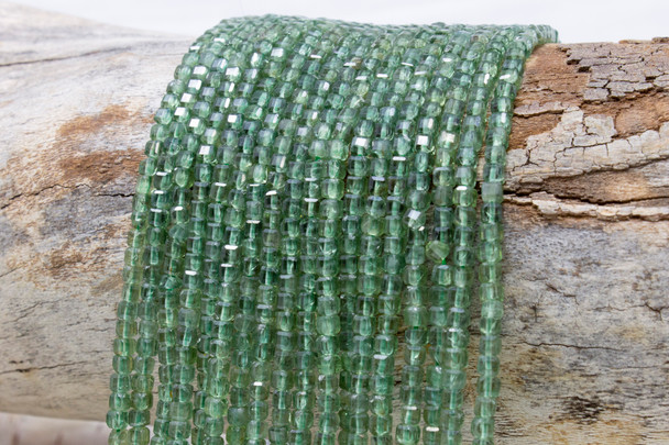 Green Apatite Polished 3mm Faceted Cube