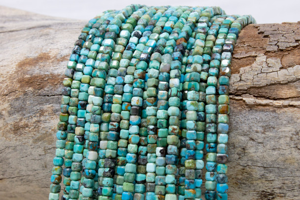 Natural Turquoise Polished 3mm Faceted Cube