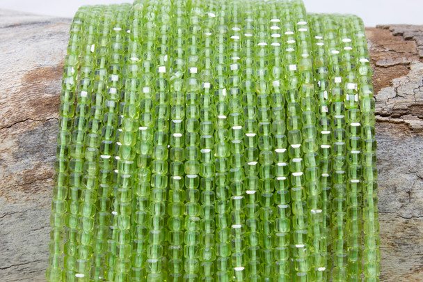 Peridot Polished 3mm Faceted Cube