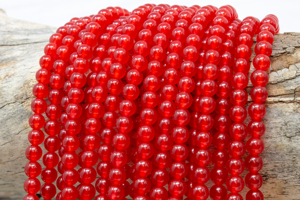 Dyed Jade Red Polished 6mm Round