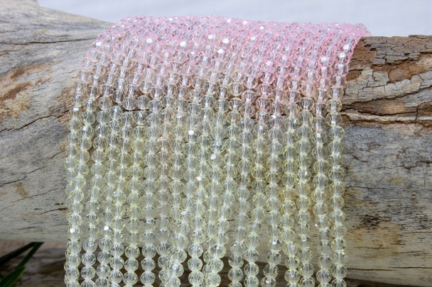 Glass Crystal Polished 4mm Faceted Round - Pink, Yellow Mix