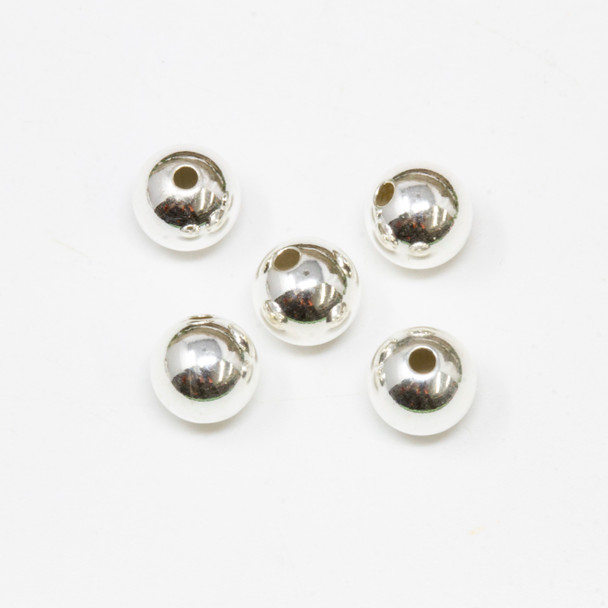 Sterling Silver 6mm Round Beads - 5 Pieces