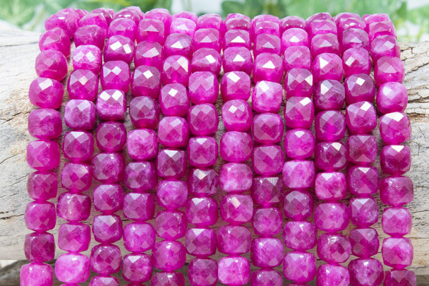 Dyed Fuchsia Quartz Polished 8mm Faceted Cube
