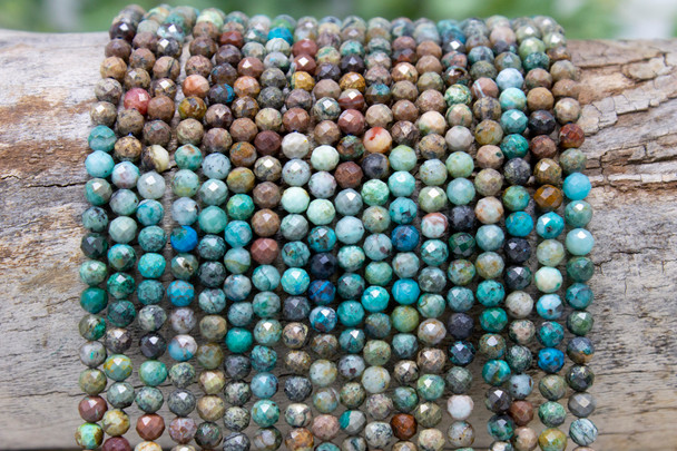 Chrysocolla / Azurite Banded Polished 4mm Faceted Round