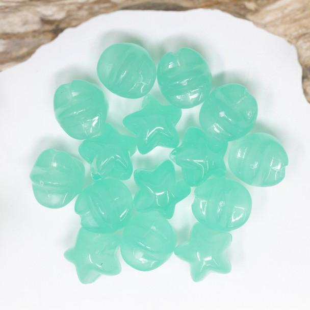 Luminous Acrylic Glow in the Dark Turquoise 15mm Star Beads - Package of 15