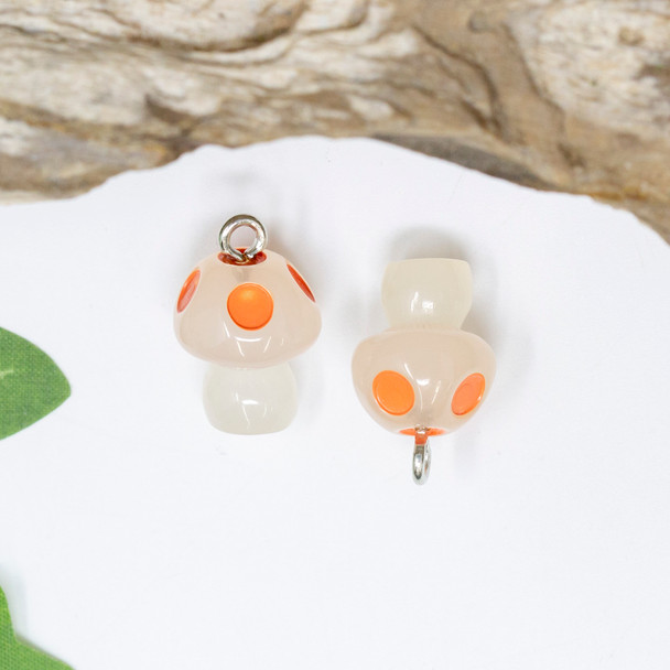 Luminous Resin 17x14mm Orange Mushroom Charm