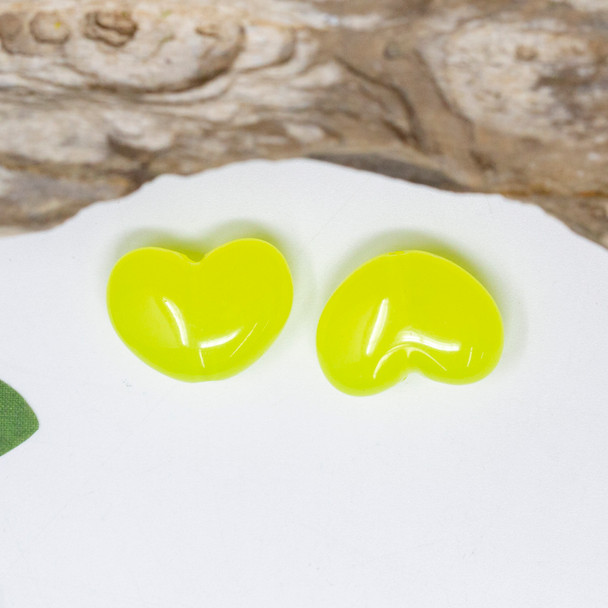 Acrylic Glow in the Dark 21x16mm Yellow Heart Bead