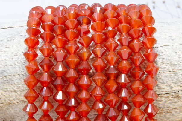 Carnelian Polished 8mm Faceted Bicone