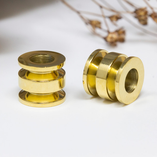 Gold Plated Stainless Steel 9x10mm Grooves Column Bead
