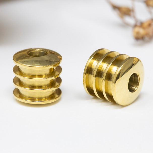 Gold Plated Stainless Steel 8x8mm 3 Groove Column Bead
