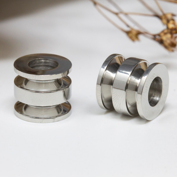 Silver Plated Stainless Steel 9x10mm Grooves Column Bead