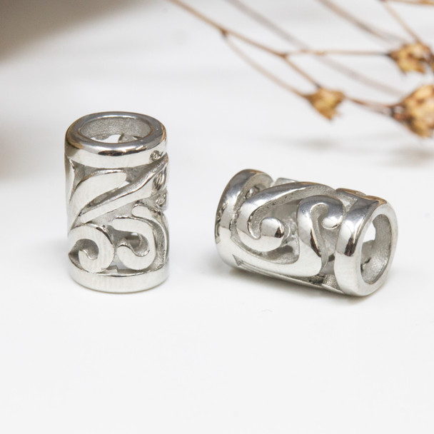 Stainless Steel 10x7mm Scroll Column Bead