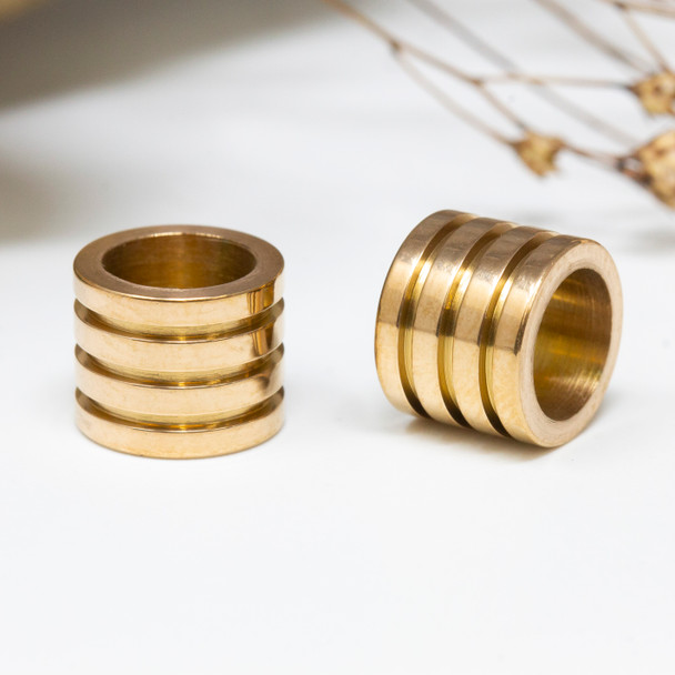 Rose Gold Plated Stainless Steel 10x8mm 4 Groove Column Bead
